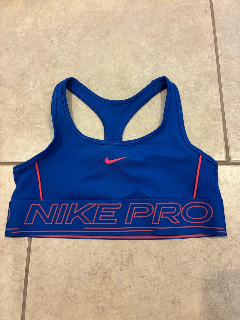 Nike Blue Sports Bra with Pink Accents - Pro Band